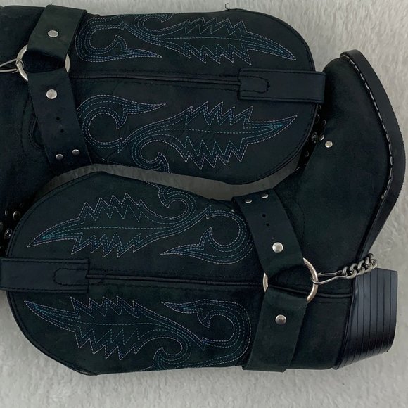 Smokey Mountain Embellished Black with Blue Cowgirl Boots Sz 13.5 - Picture 7 of 12